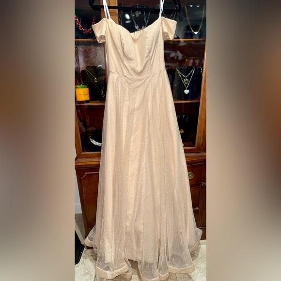 Elegant Cream Off-Shoulder Dress. B. Darling